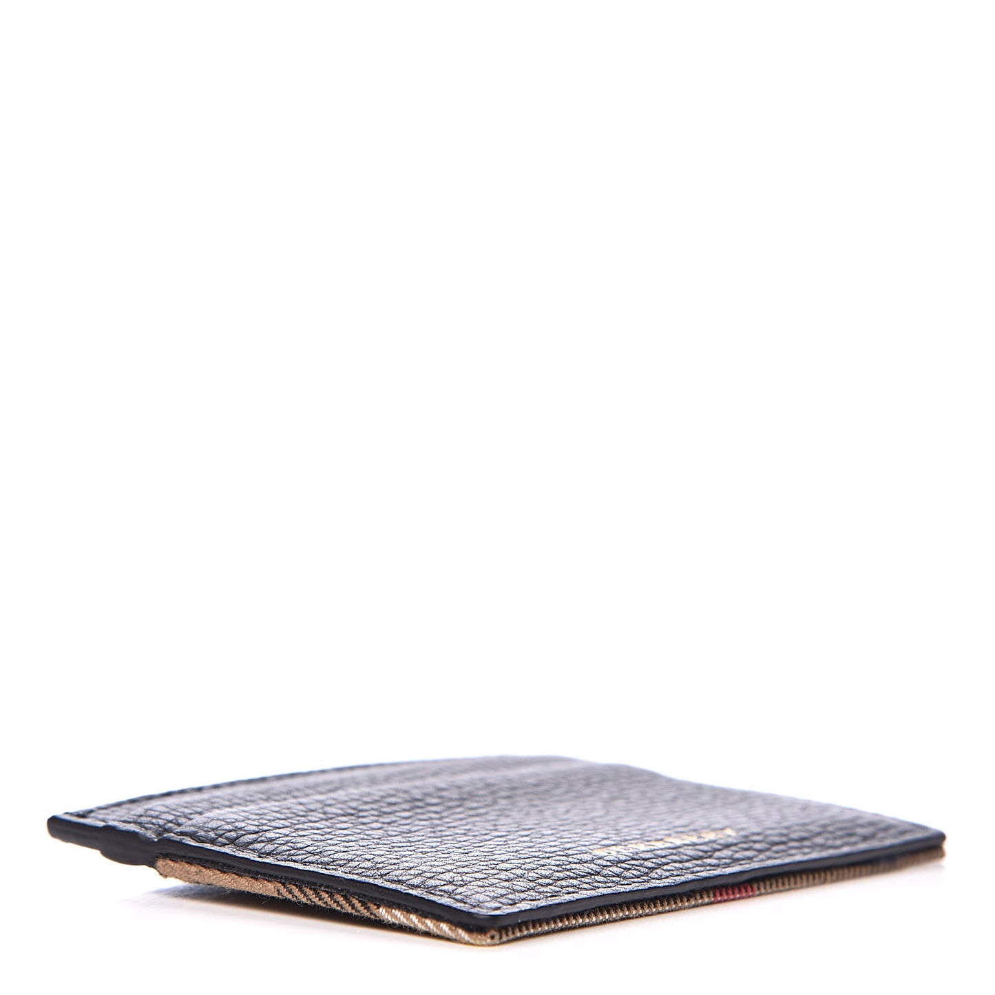 House Check Grainy Calfskin Sandon Card Case Black