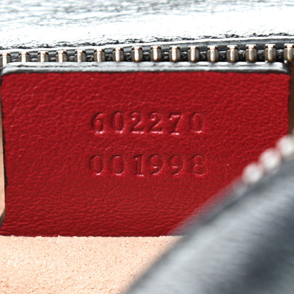 Gucci Vintage Effect Calfskin Matelasse Diagonal Small Torchon GG Marmont Bamboo Top Handle Shoulder Bag Black Romantic Cherry 9 of 9