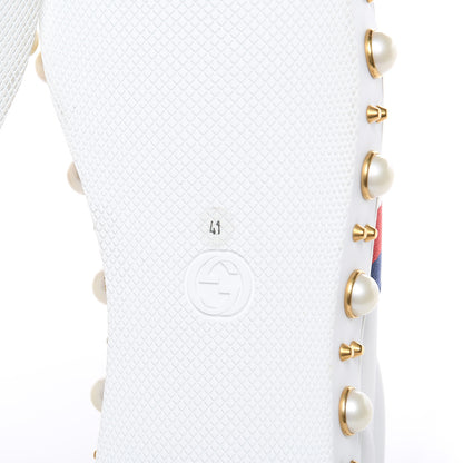 Gucci Calfskin Ayers Web Pearl Studded Womens Ace Sneakers 41 White 6 of 8