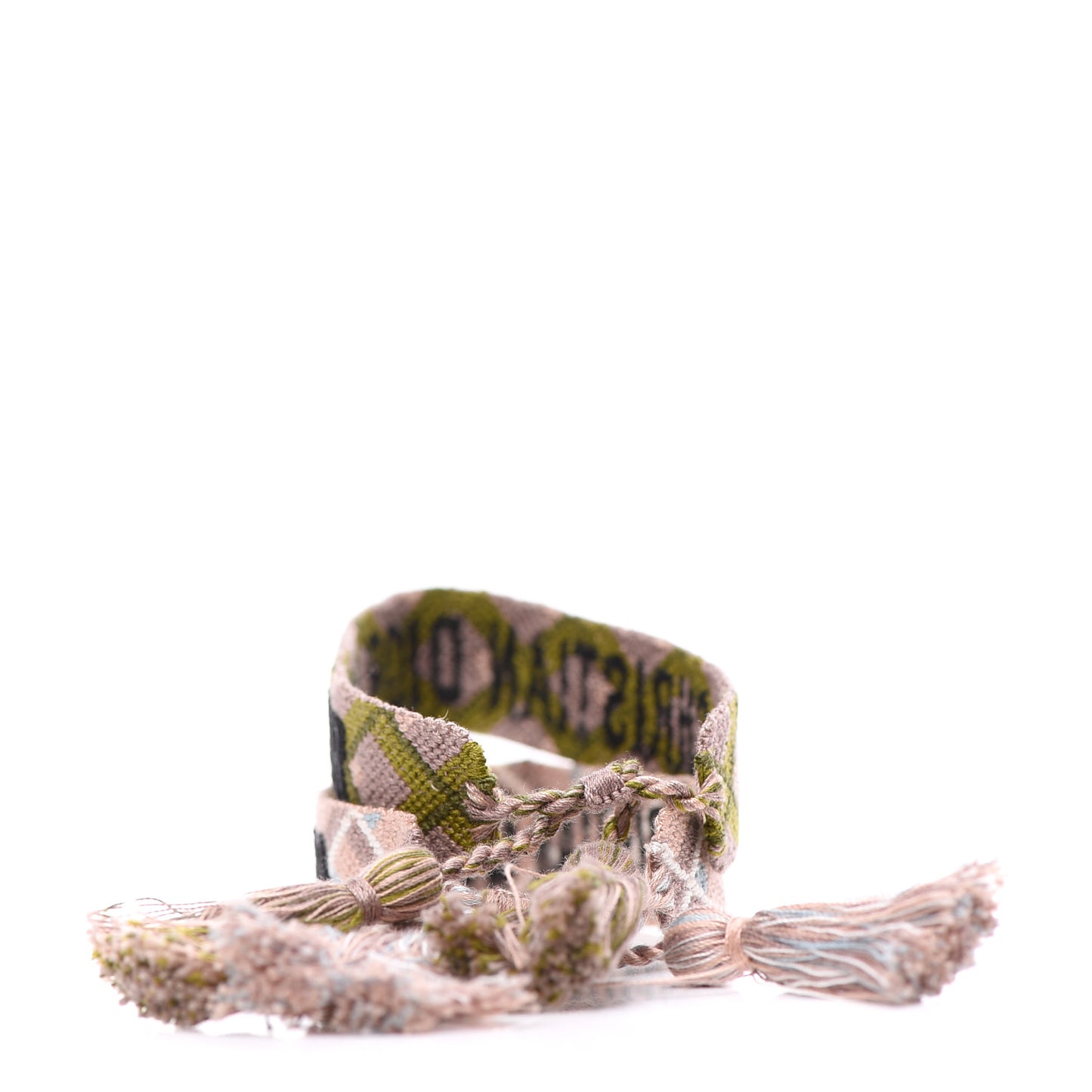 Woven Cotton J'Adior Friendship Bracelet Set Green Pink