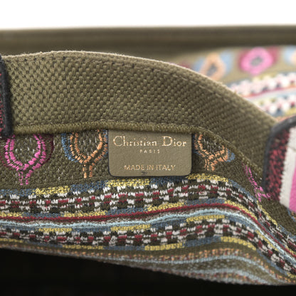 Christian Dior Canvas Embroidered Book Tote Olive Multicolor 6 of 12