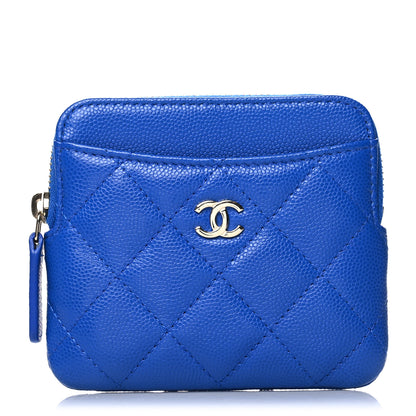 Chanel Caviar Quilted Zip Card Holder Wallet Blue 1 of 10