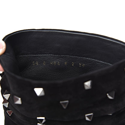 Valentino Garavani Suede Rockstud Scrunch Ankle Booties 39 Black 7 of 12