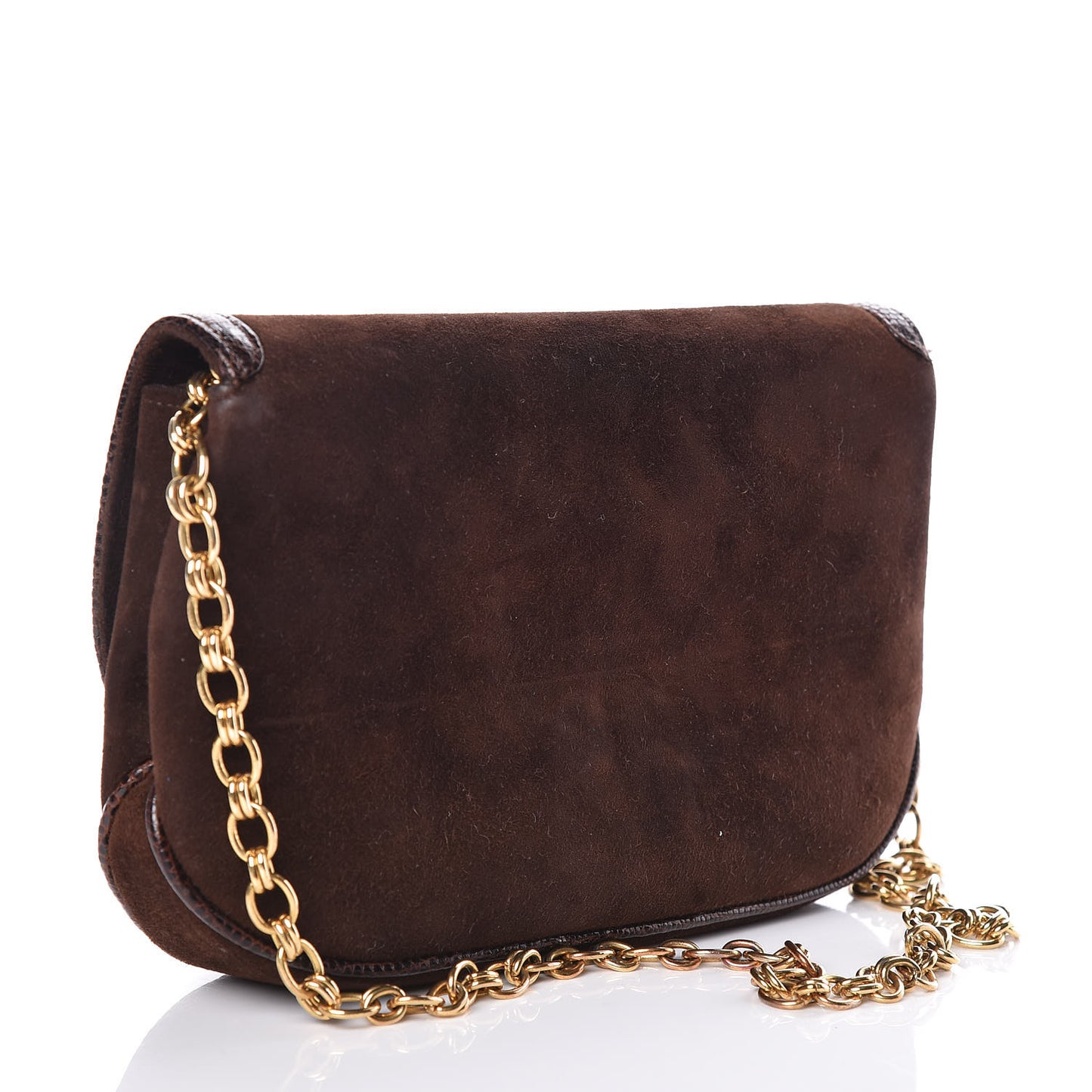 Suede Lizard Small Flap Brown