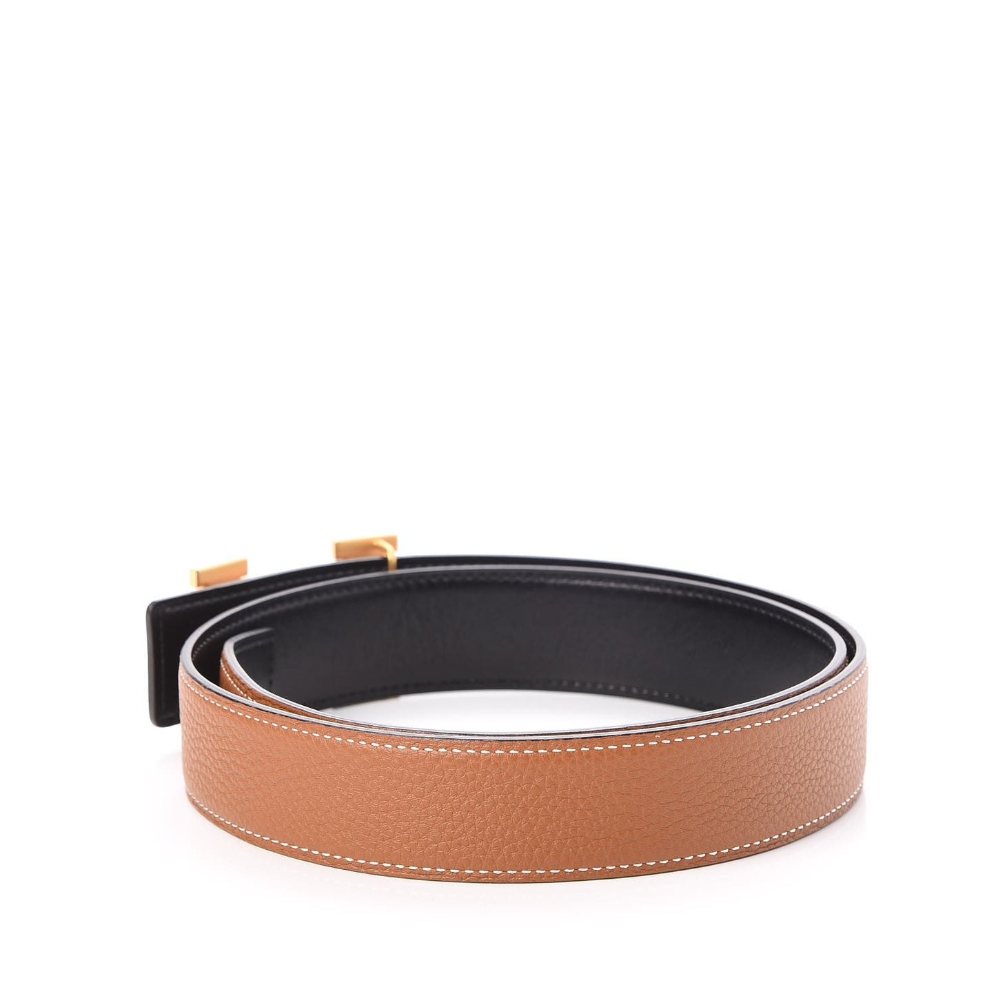 Box Taurillon Clemence 32mm H Belt 80 Black Gold