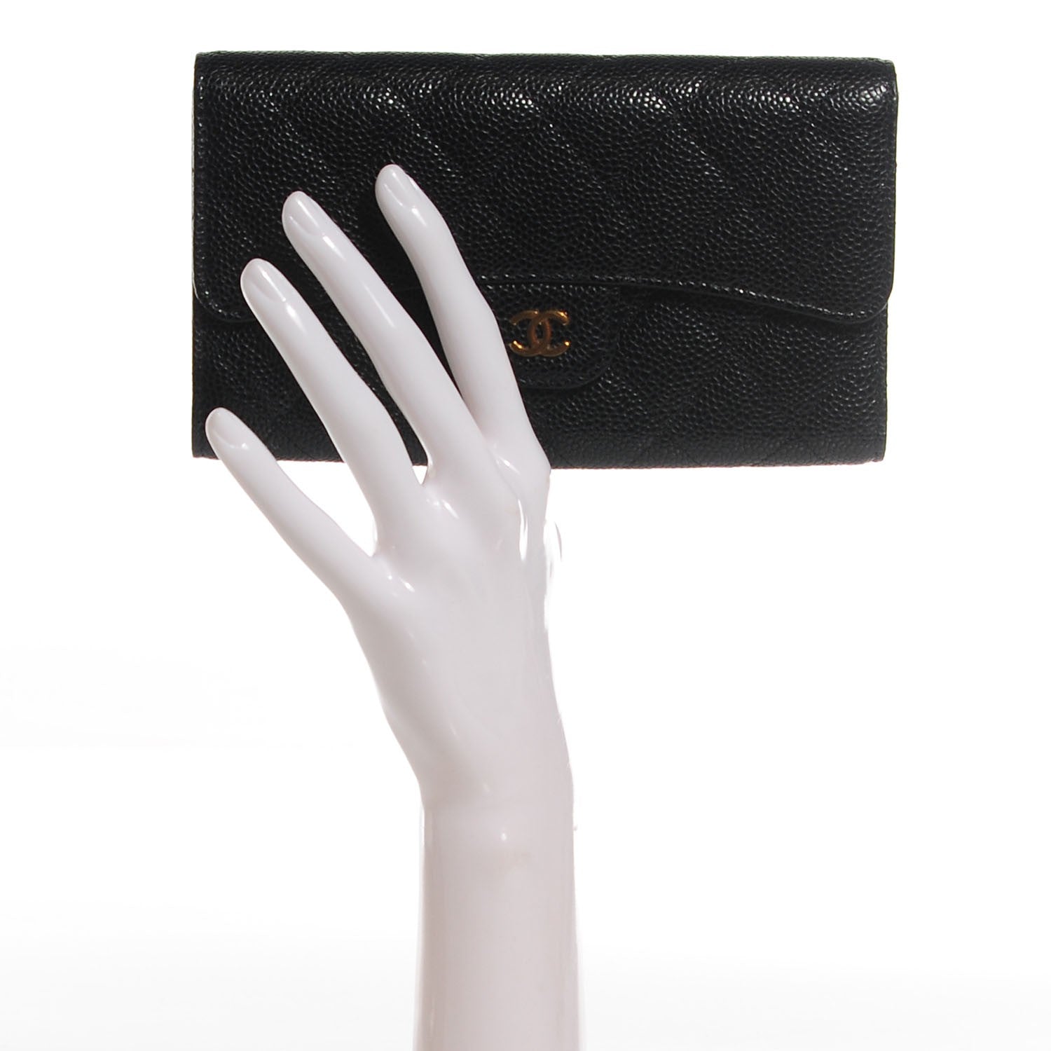 Chanel Caviar Quilted Long Flap Wallet Black 2 of 8