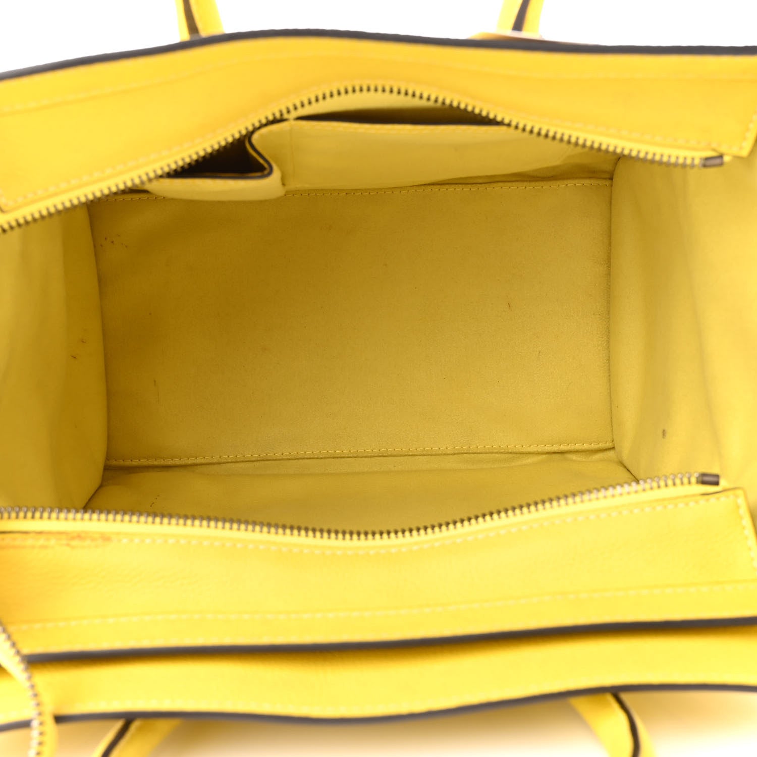 Celine Drummed Calfskin Mini Luggage Citron 5 of 12