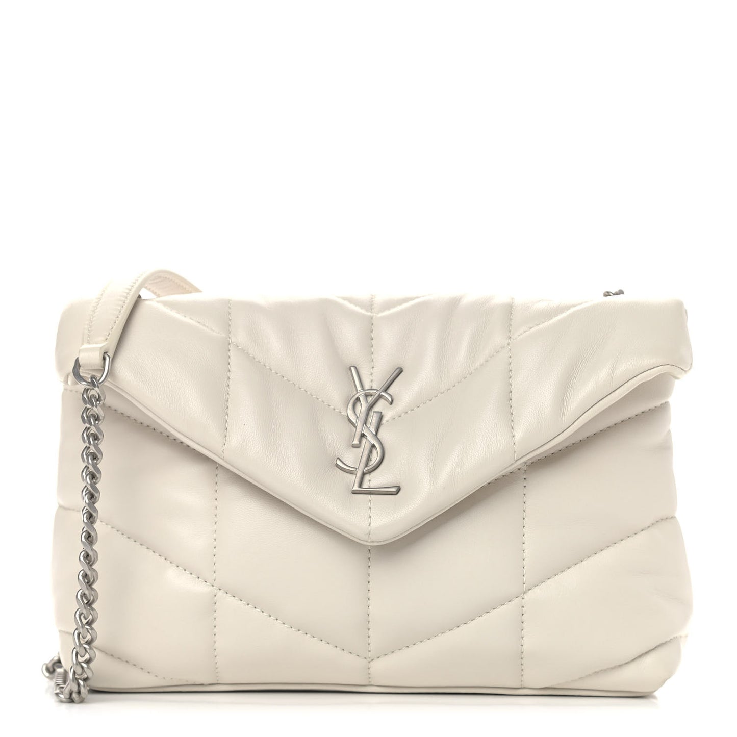 Lambskin Quilted Toy Loulou Puffer Monogram Chain Satchel Crema Soft