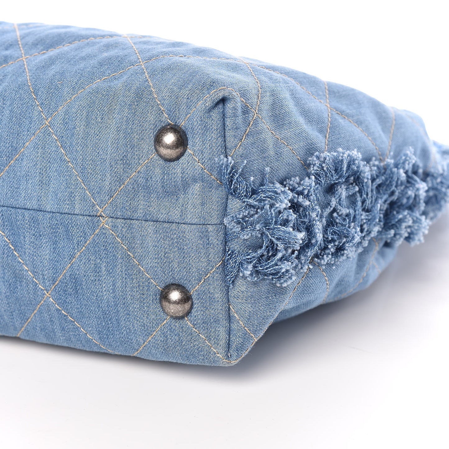 Denim Quilted Chain Hobo Light Blue