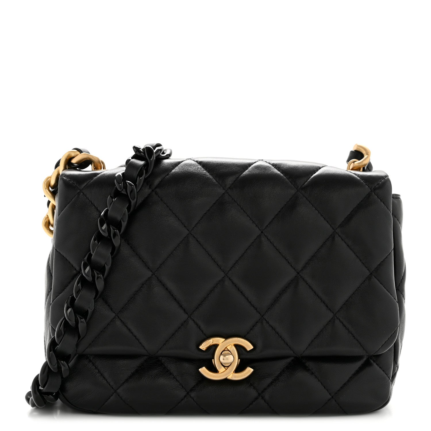 CHANEL サイズ表記「36」23センチ程度　ブラック　キルティング　バレエ Chanel Lambskin Quilted Small Lacquered Chain Flap Black 1871582