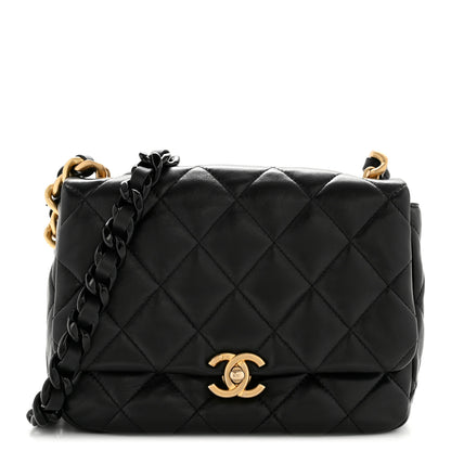Chanel Lambskin Quilted Small Lacquered Chain Flap Black 1 of 13