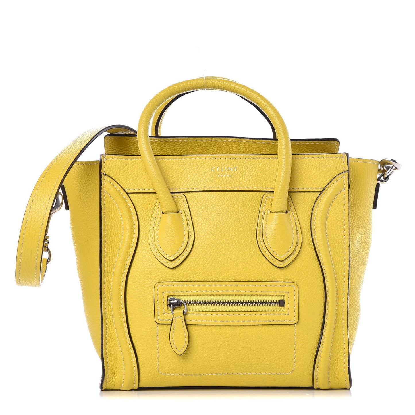 Drummed Calfskin Nano Luggage Citron