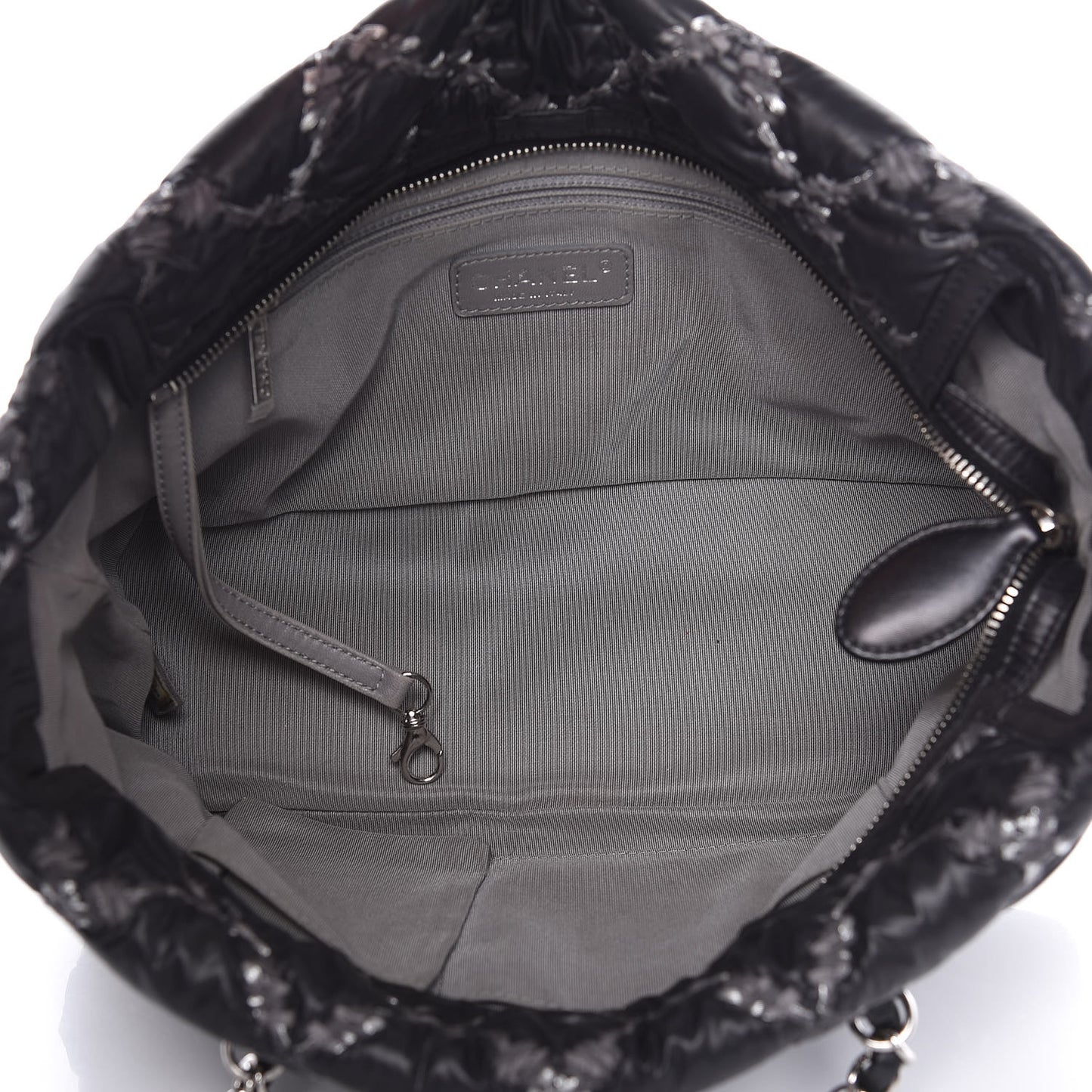 Nylon Quilted Tweed Stitch Bubble Tote Black