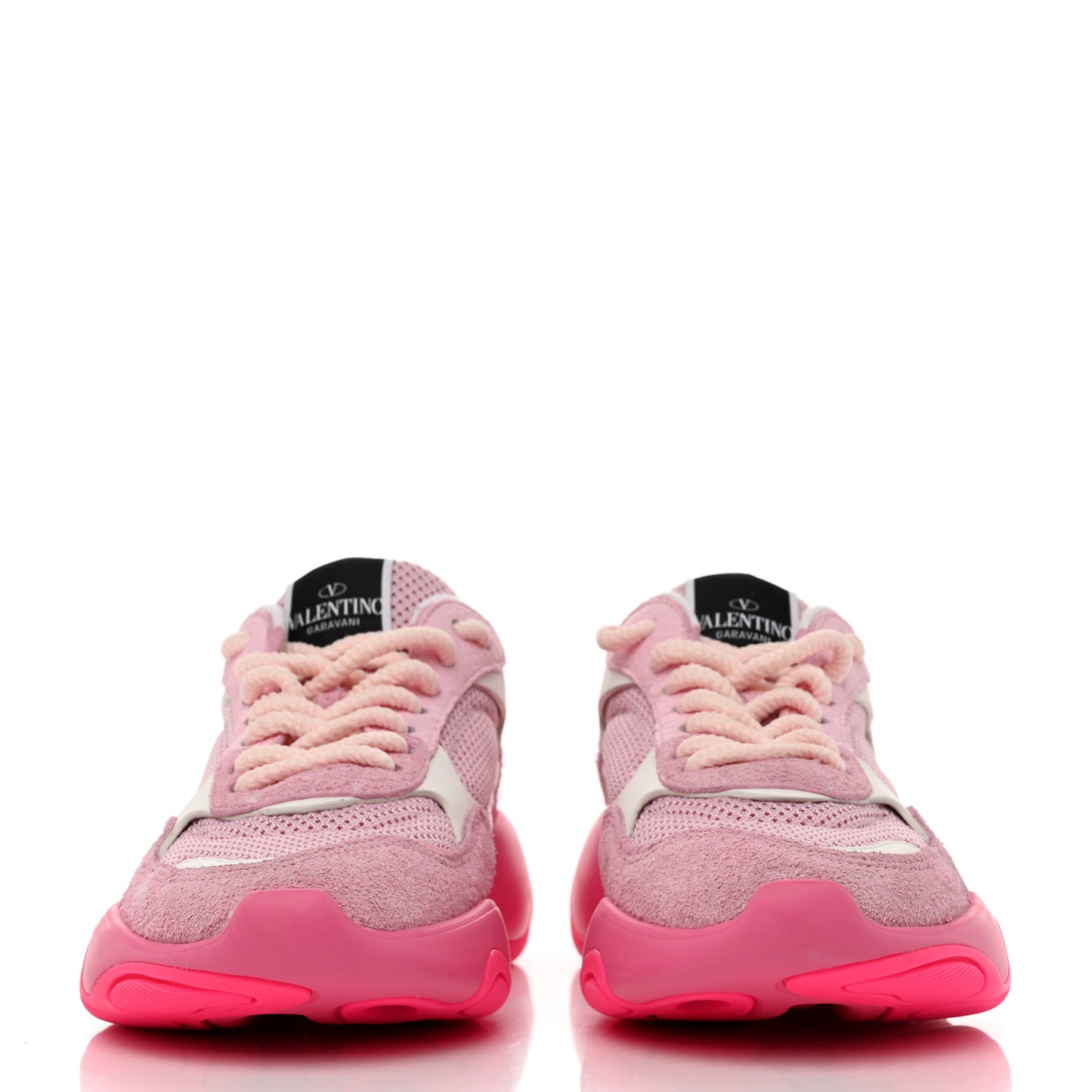 Suede Calfskin Mesh Womens Bubbleback Sneakers 40 White Pink Ice