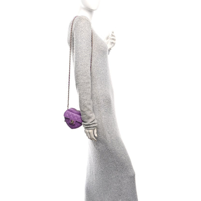 Chanel Lambskin Quilted CC In Love Heart Clutch With Chain Purple 2 of 11