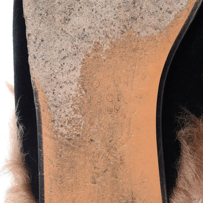 Gucci Velvet Fur Womens Princetown Slippers 37 Black 10 of 10