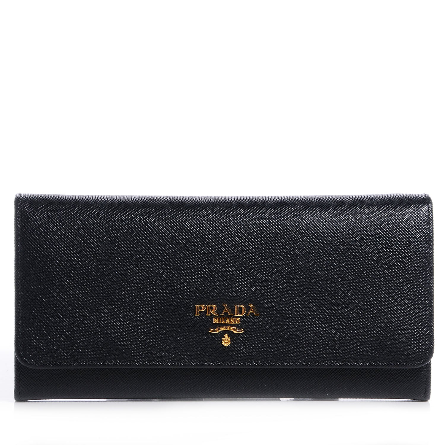 Prada Saffiano Metal Continental Wallet Nero Black 1 of 9