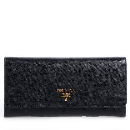 Prada Saffiano Metal Continental Wallet Nero Black 1 of 9