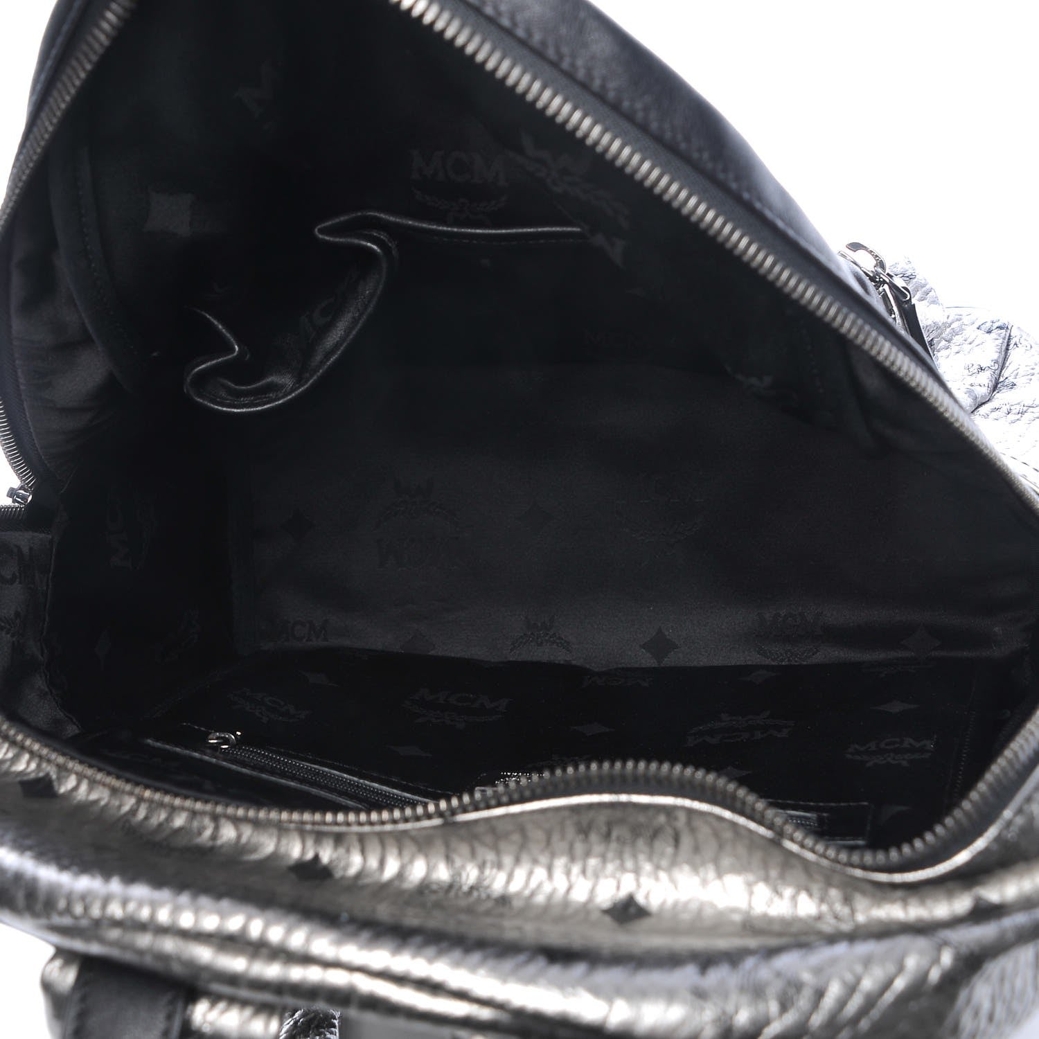 MCM Metallic Visetos Medium Stark Backpack Silver Black 5 of 12