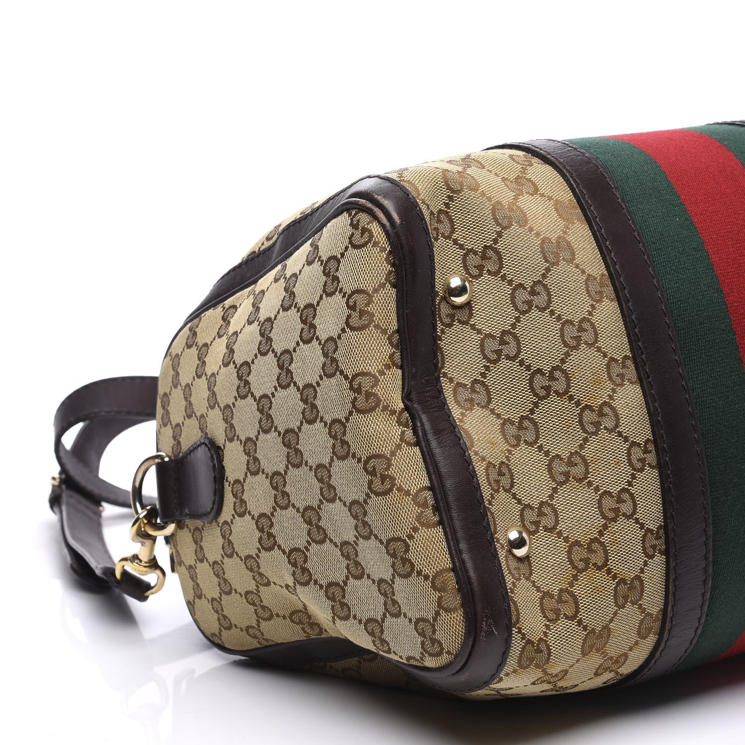 Gucci Monogram Vintage Web Medium Boston Dark Brown 9 of 12