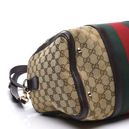 Gucci Monogram Vintage Web Medium Boston Dark Brown 9 of 12