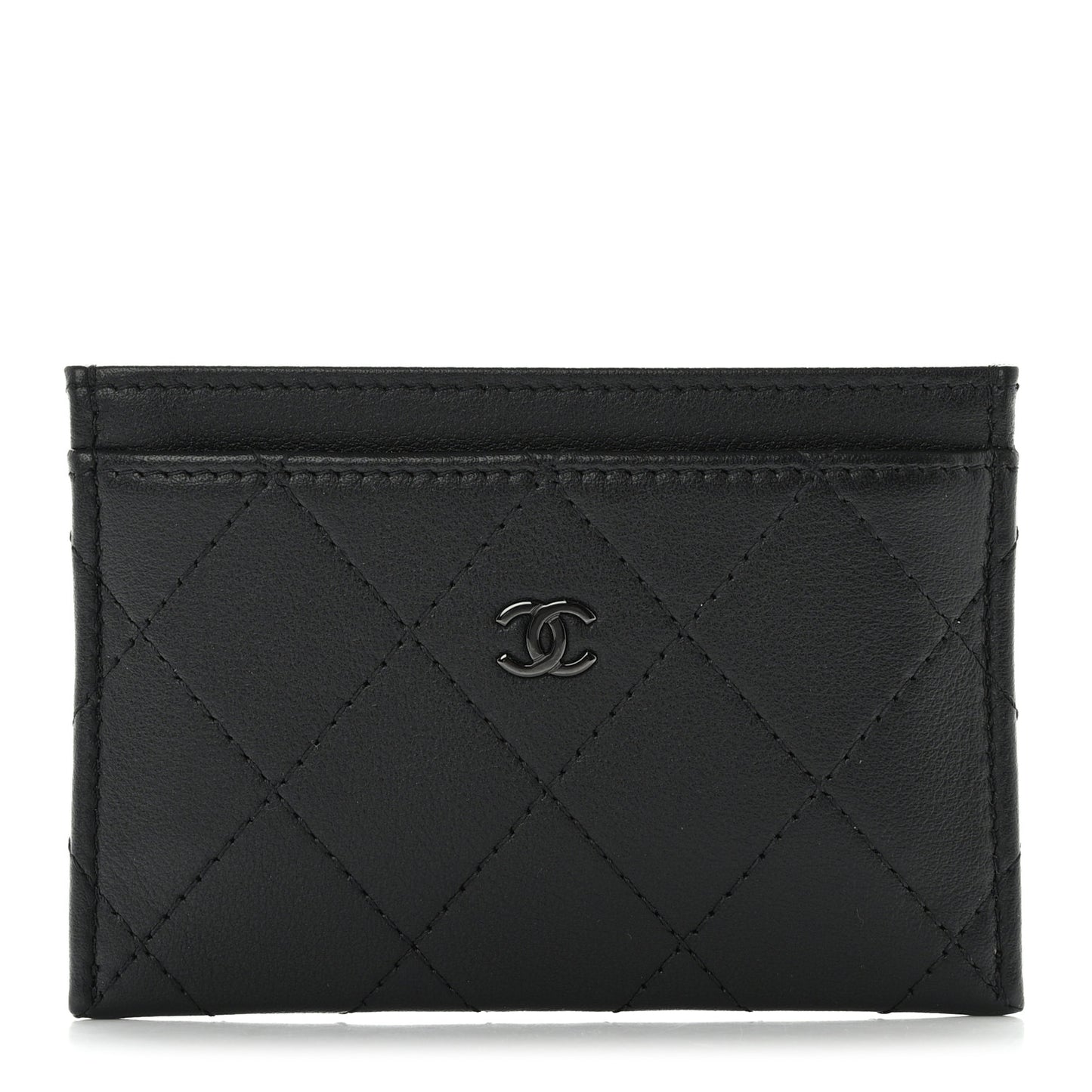 Calfskin Quilted Card Holder So Black