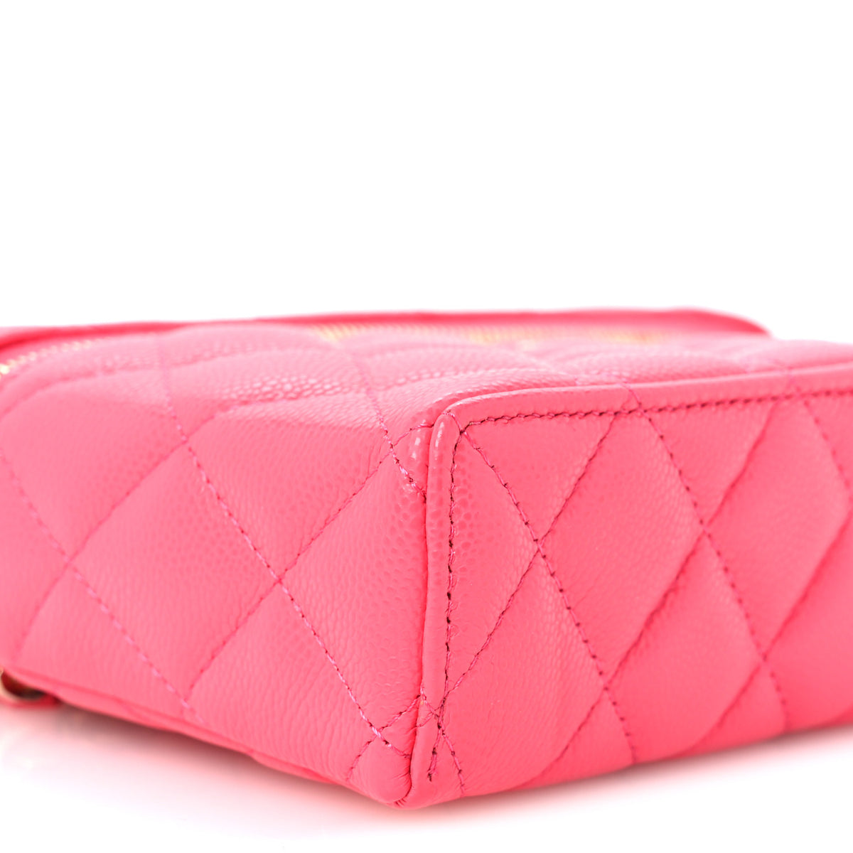 Caviar Quilted Top Handle Slim Vanity With Chain Fuchsia