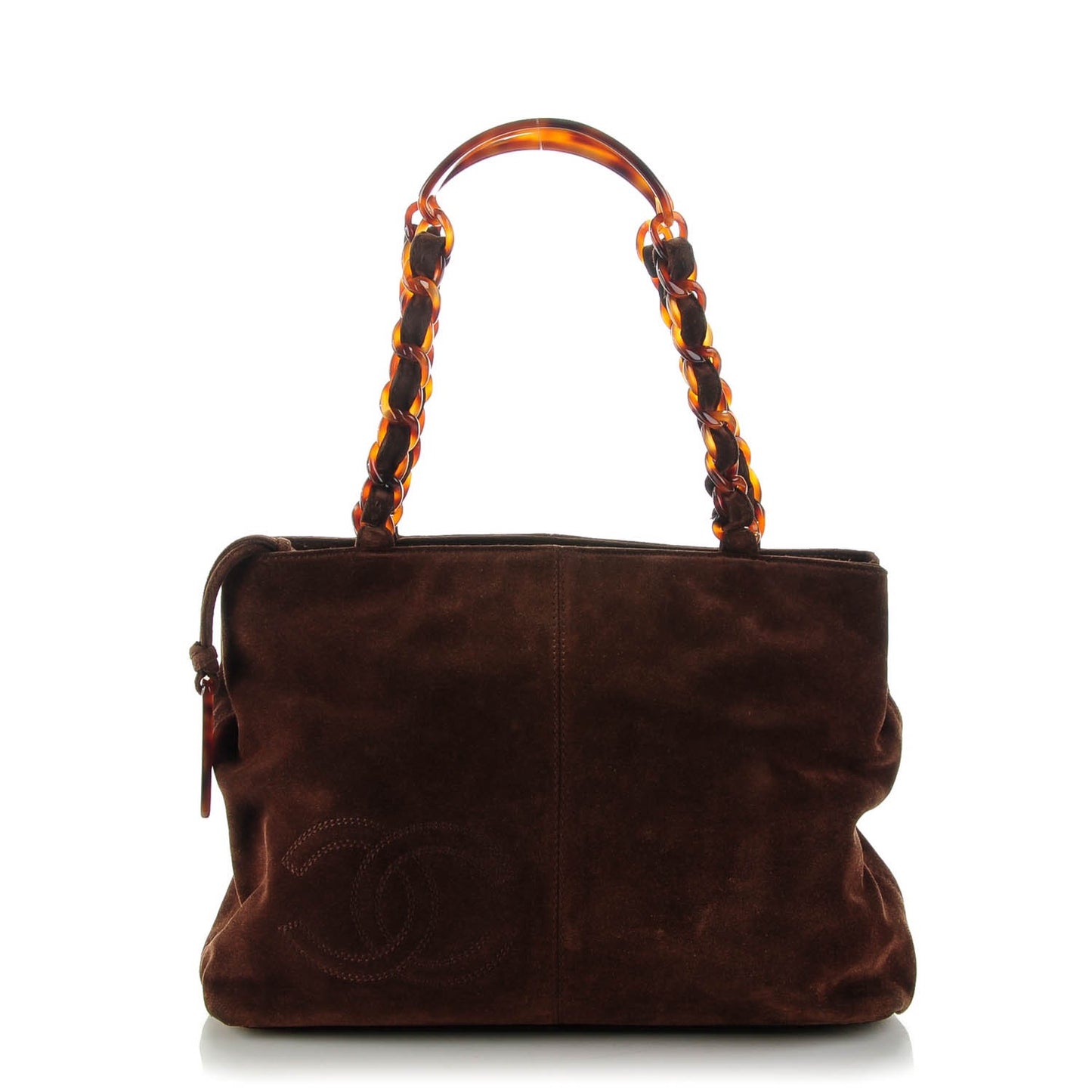 Suede Bekko Chain CC Shopping Tote Dark Brown