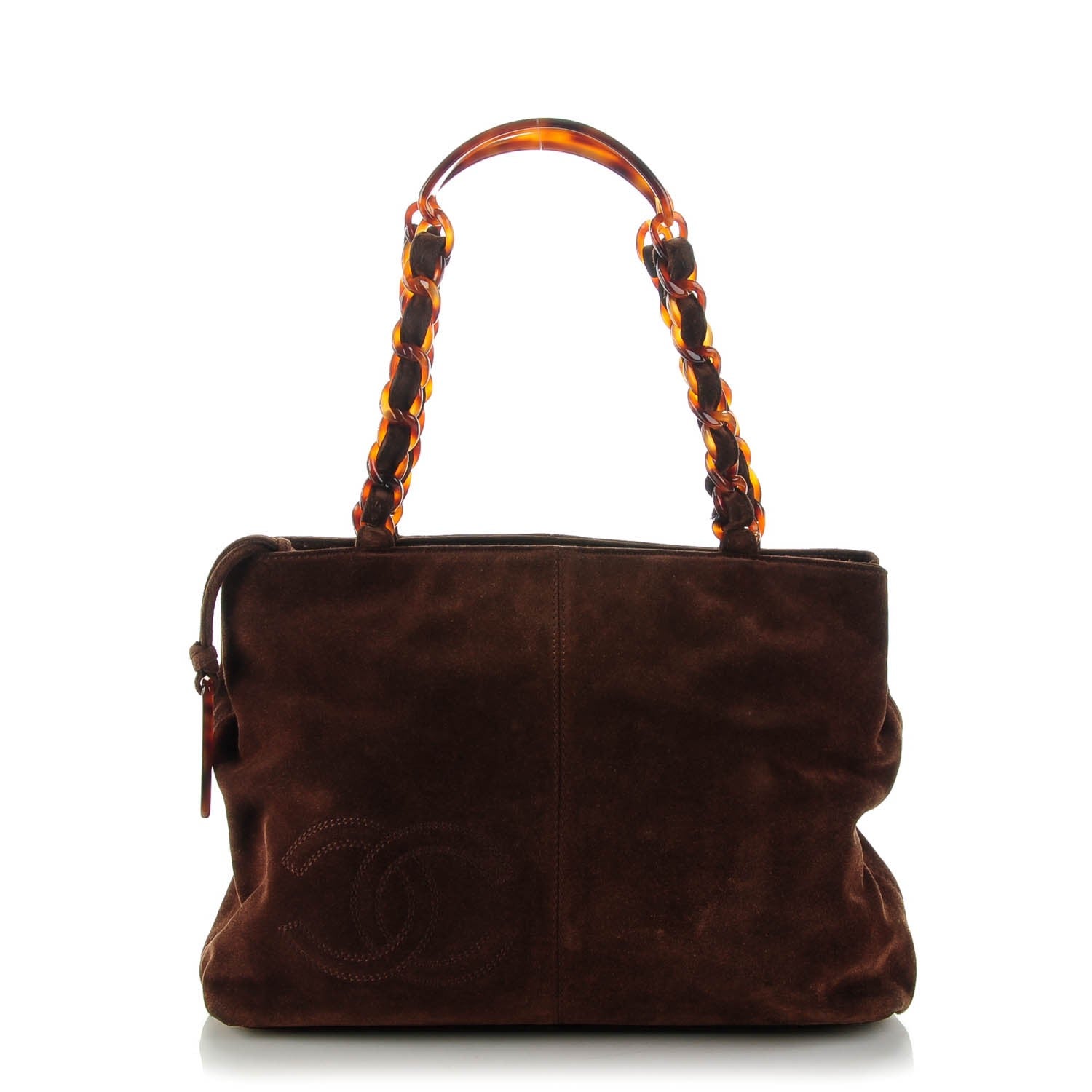 Chanel Suede Bekko Chain CC Shopping Tote Dark Brown 1 of 7