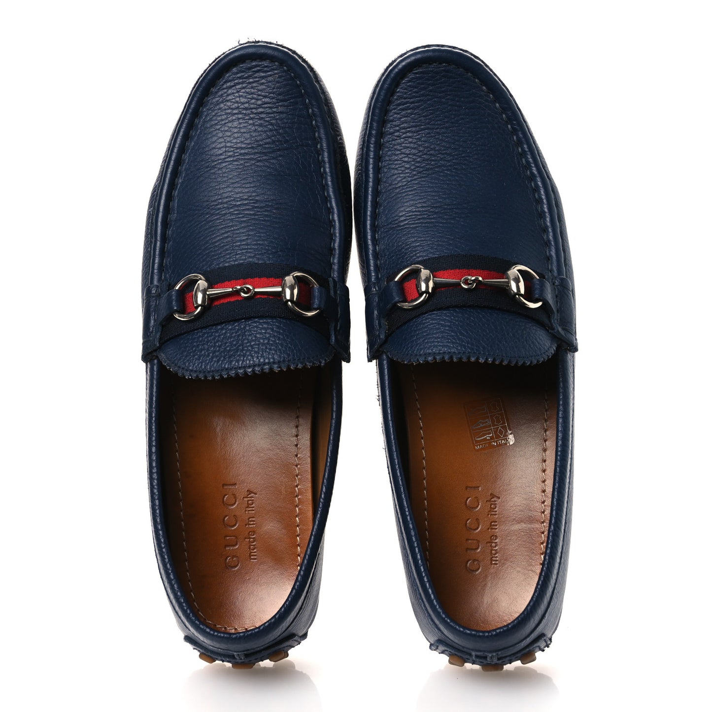 Road Calfskin Web Mens Horsebit Driver Loafers 9 Maritime