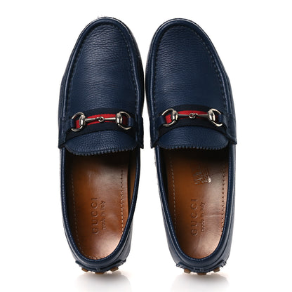 Gucci Road Calfskin Web Mens Horsebit Driver Loafers 9 Maritime 2 of 14