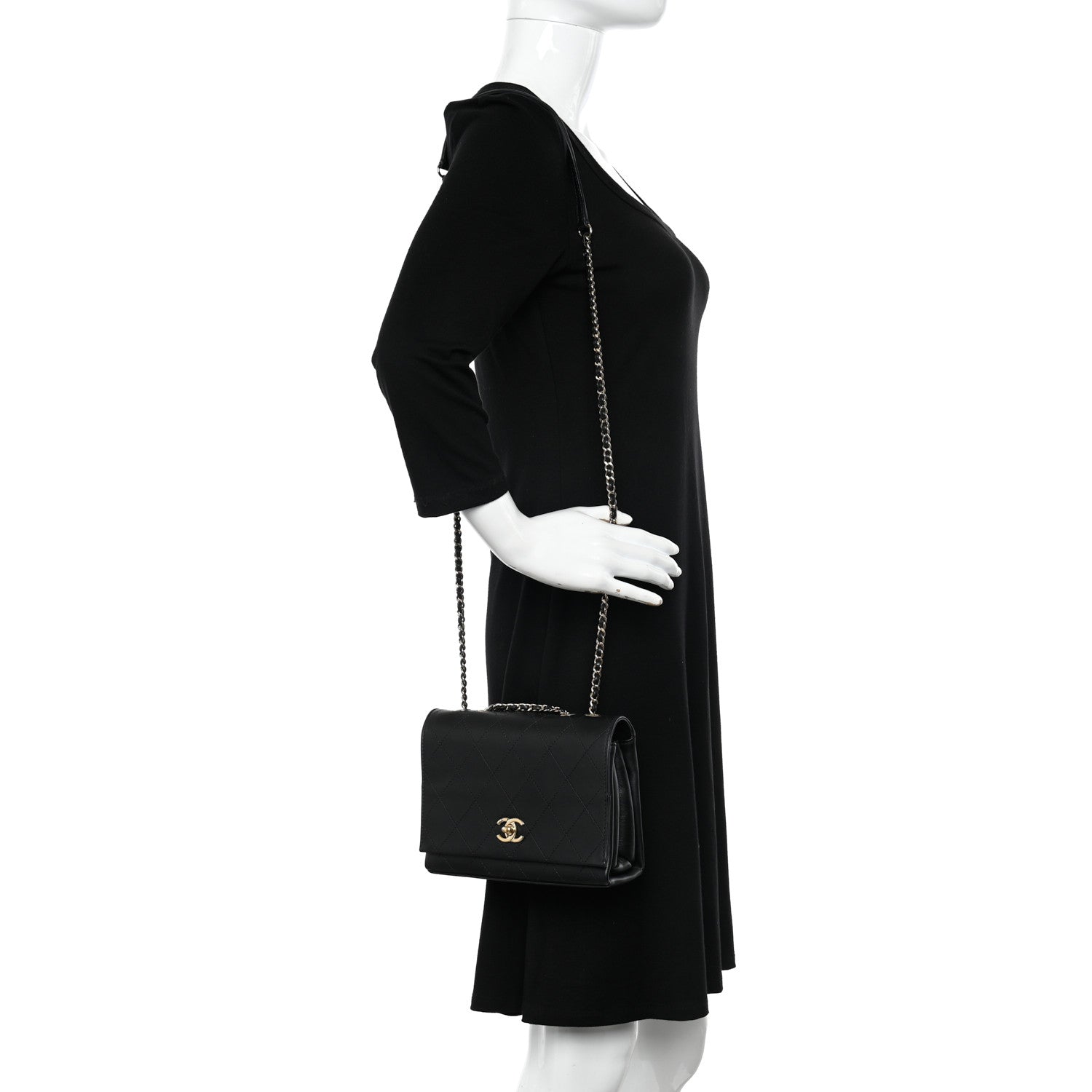 Chanel Calfskin Stitched Large Flap Black 2 of 9