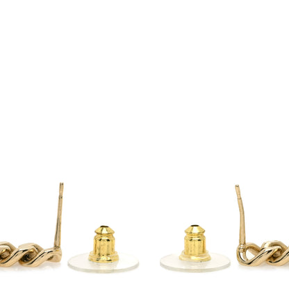 Chanel Metal Crystal CC Chain Drop Earrings Gold 2 of 3