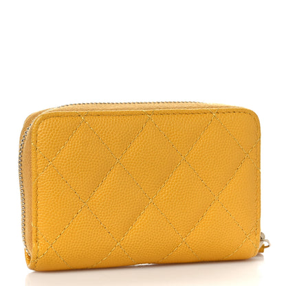 Chanel Caviar Quilted Zip Coin Purse Yellow 3 of 10