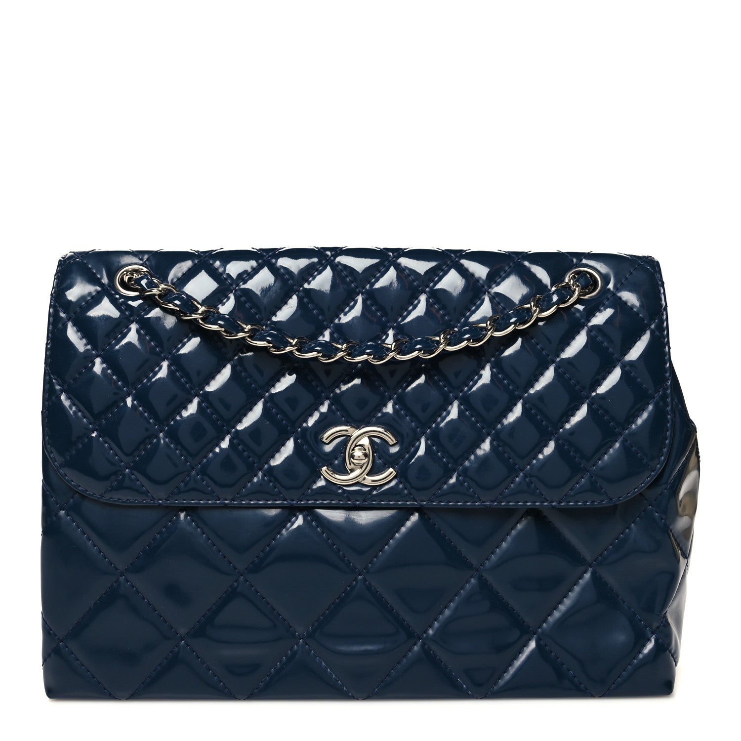 Chanel Vinyl Quilted In the Business Flap Bag Navy Blue 1 of 13