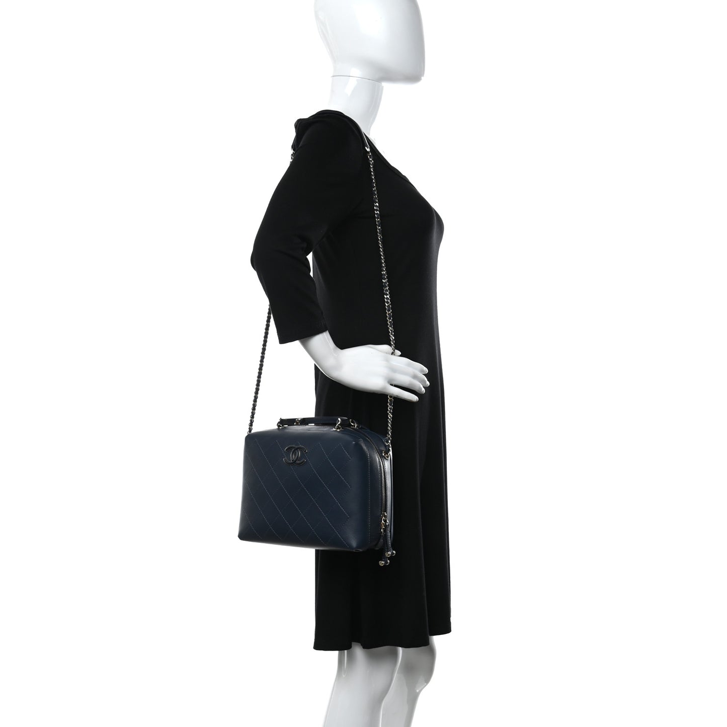 Calfskin Stitched CC Camera Case Bag Blue