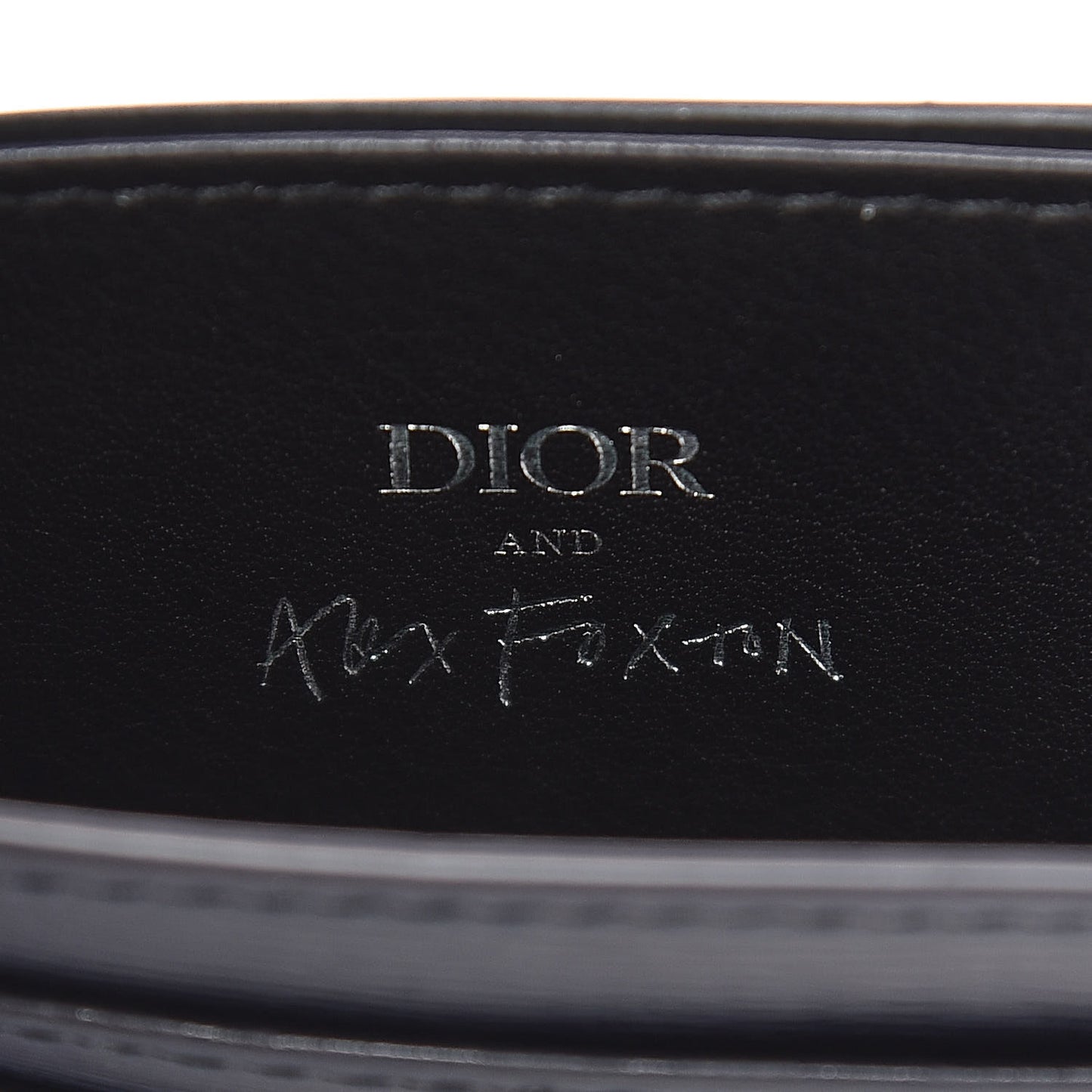 Calfskin Embossed Print Dior Alex Foxton Card Holder Black