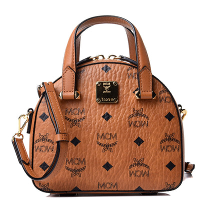 MCM Visetos Mini Half Moon Crossbody Bag Cognac 1 of 6