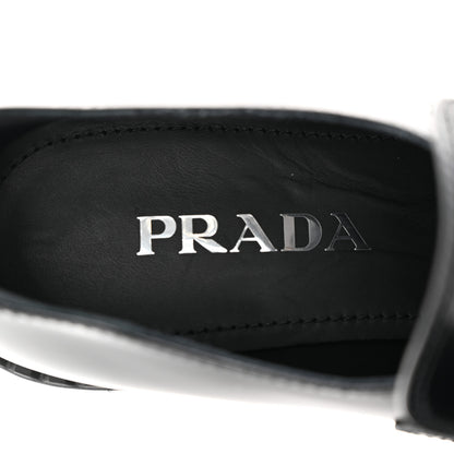Prada Spazzolato Metal Triangle Logo 50mm Loafers 37.5 Black 7 of 12