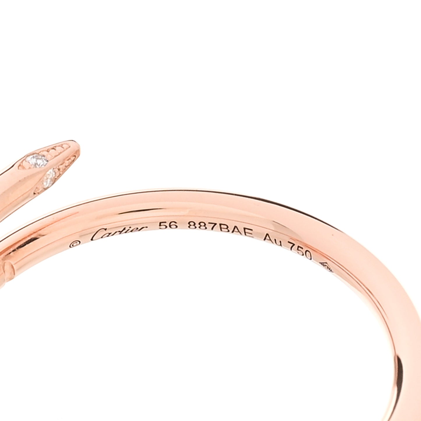 18K Pink Gold Diamond Small Juste Un Clou Ring 56 7.75