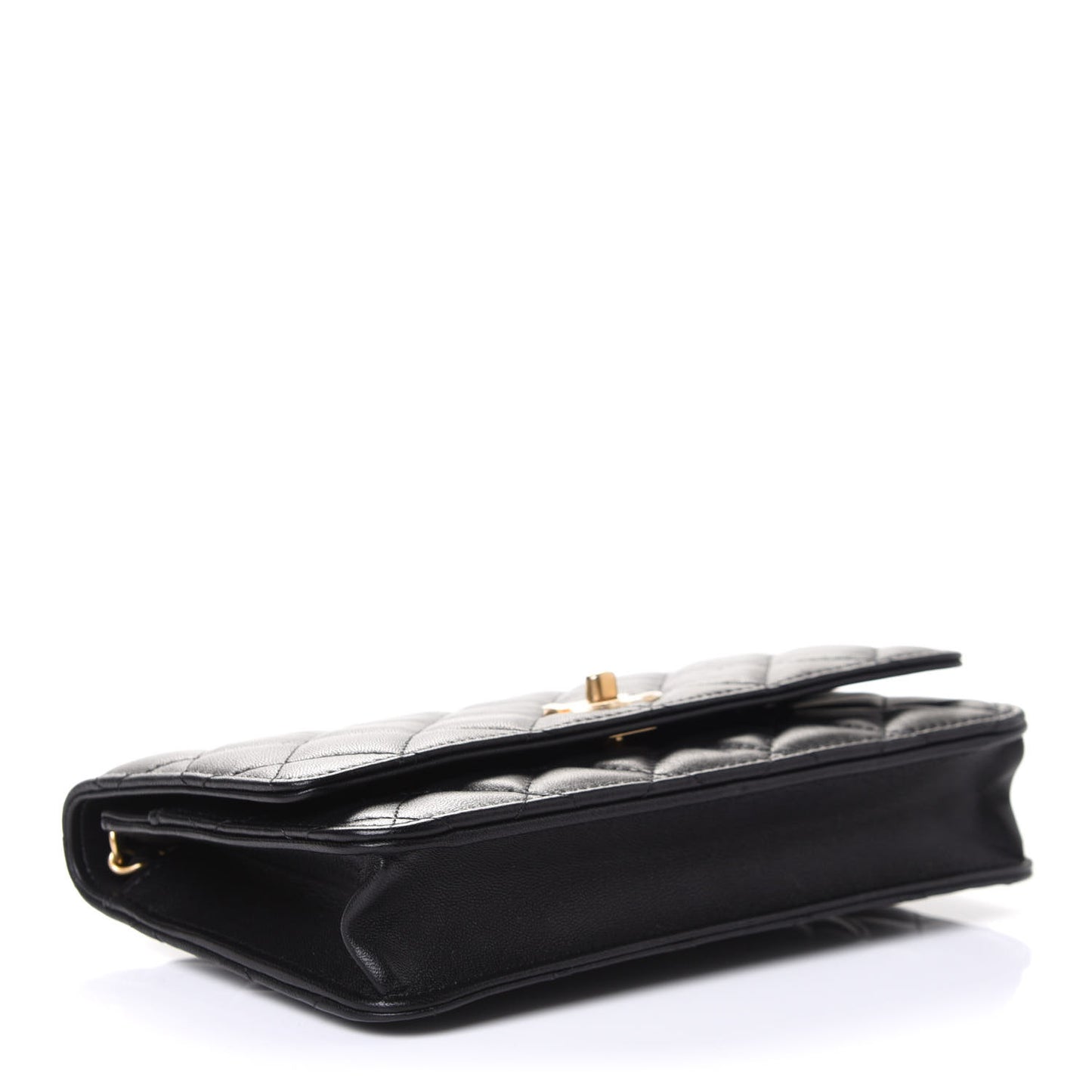 Lambskin Quilted CC Pearl Crush Wallet on Chain WOC Black