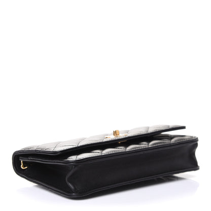 Chanel Lambskin Quilted CC Pearl Crush Wallet on Chain WOC Black 3 of 5