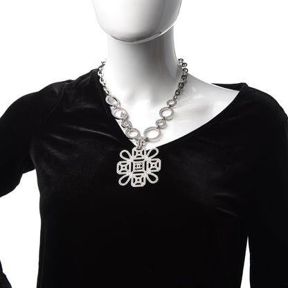 Chanel Crystal Strass Cross CC Necklace Silver 2 of 5