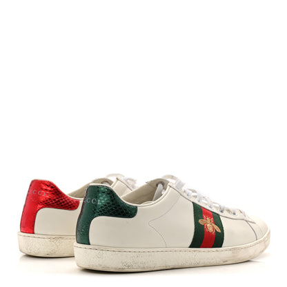 Gucci Calfskin Ayers Bee Embroidered Womens Ace Sneakers 39.5 White Green 9 of 20