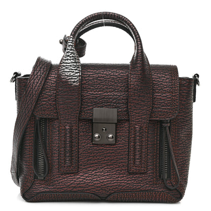 3.1 Phillip Lim Metallic Textured Calfskin Mini Pashli Satchel Burgundy 1 of 9