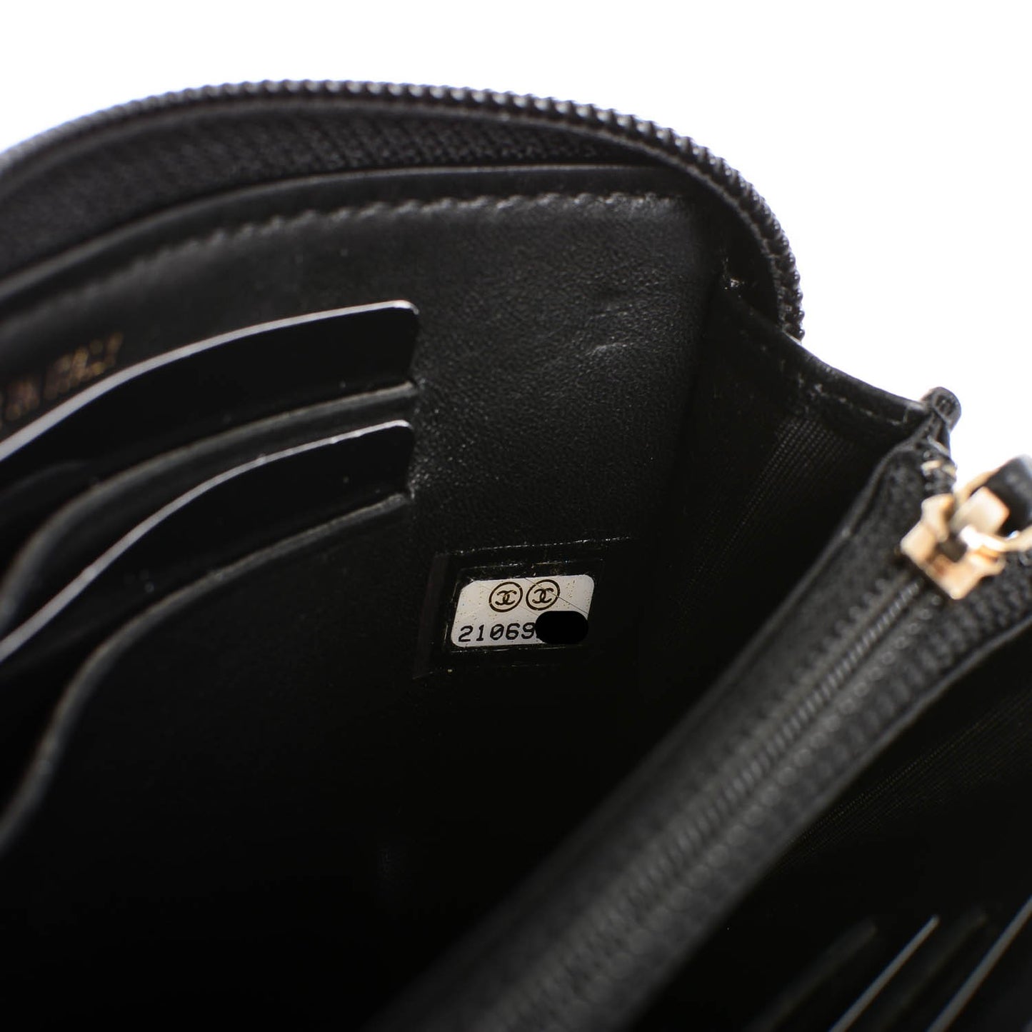 Lambskin Quilted Small Boy Zip Around Wallet Black