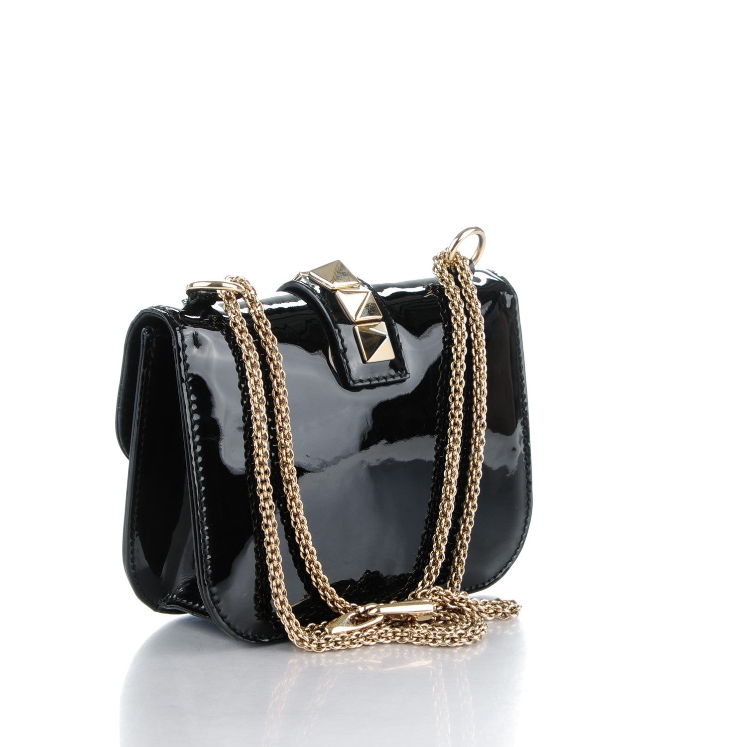 Valentino Garavani Patent Small Glam Lock Rockstud Flap Black 3 of 7