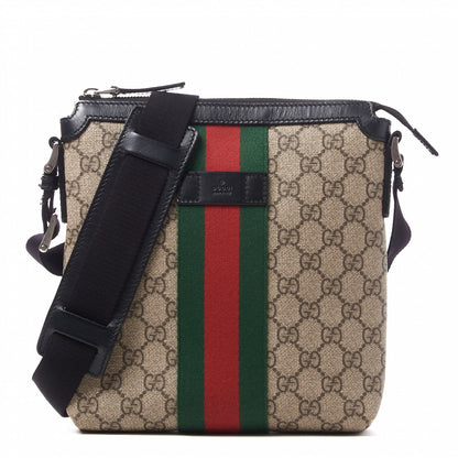Gucci GG Supreme Monogram Web Messenger Bag Black 1 of 9