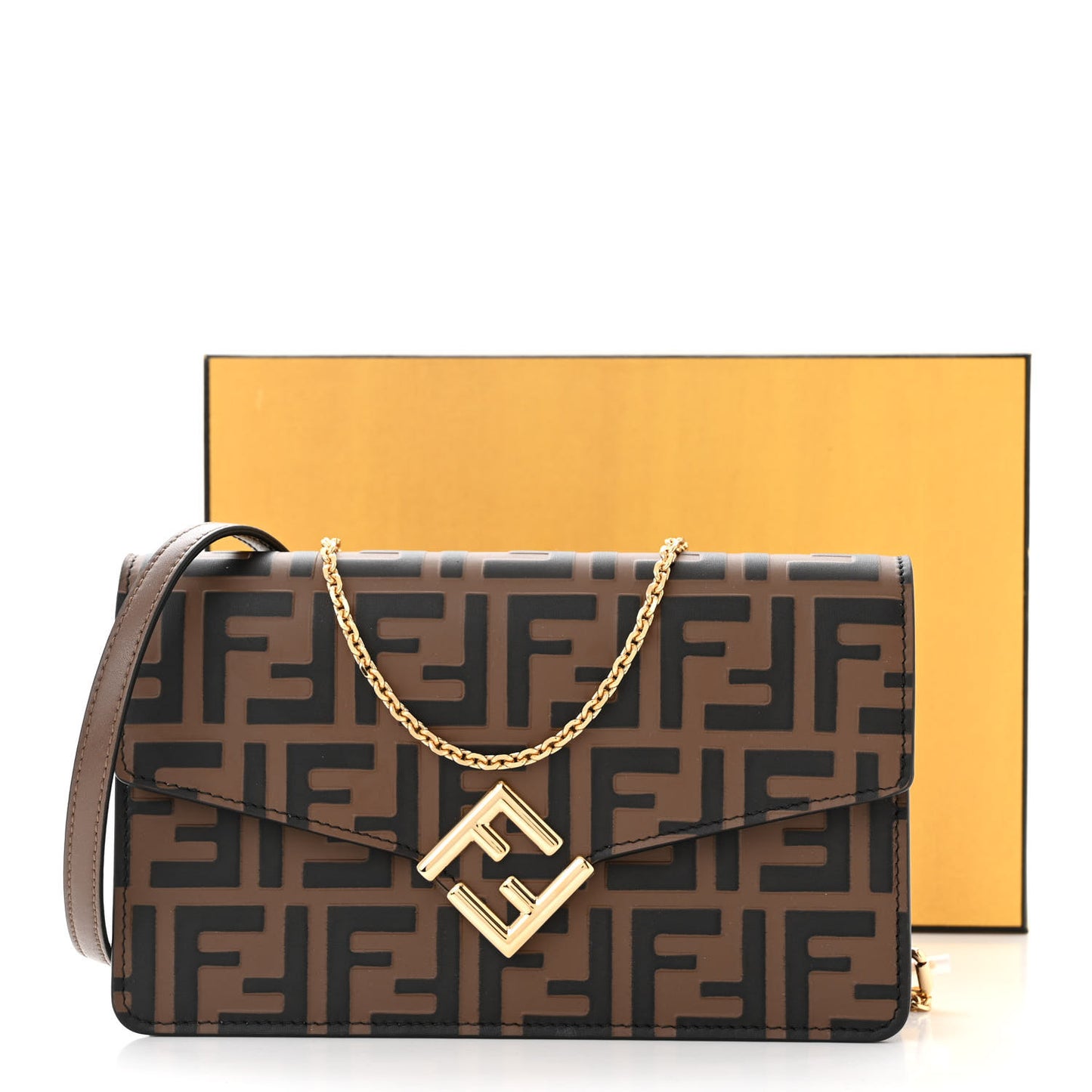 Vitello Ceylon Bi-Color FF 1974 Embossed FF Diamonds Chain Wallet Maya Black