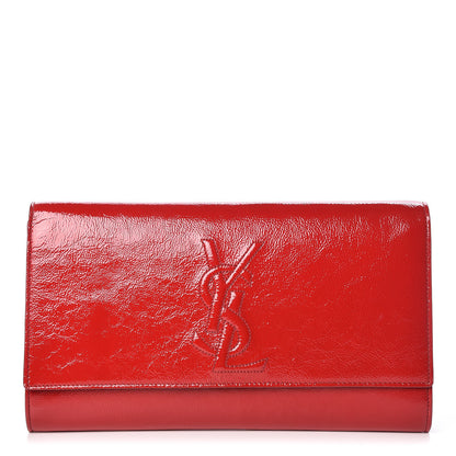 Saint Laurent Textured Patent Large Belle De Jour Clutch Red 1 of 9